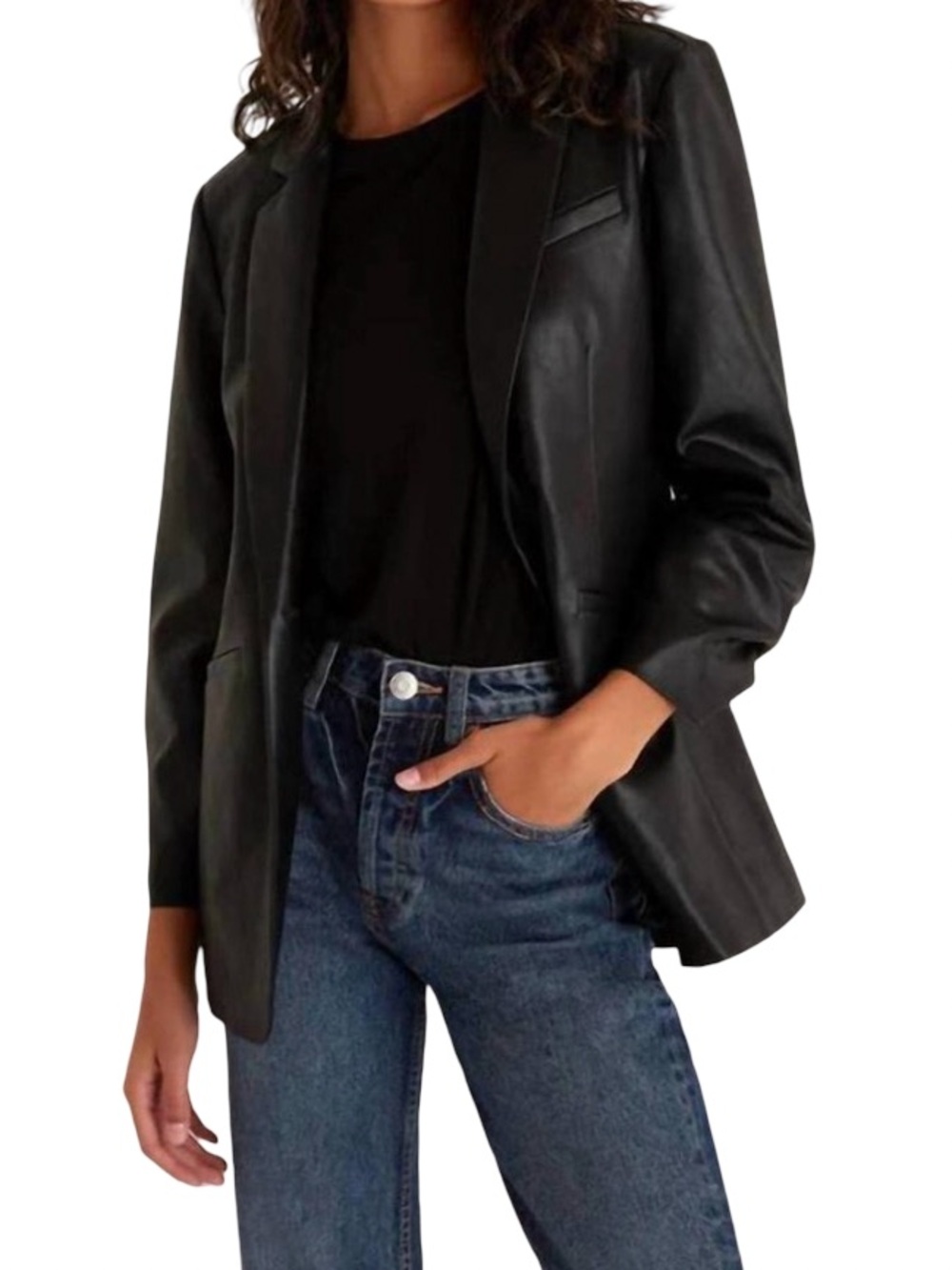 NEW Z SUPPLY sandelle faux leather blazer in black Size S